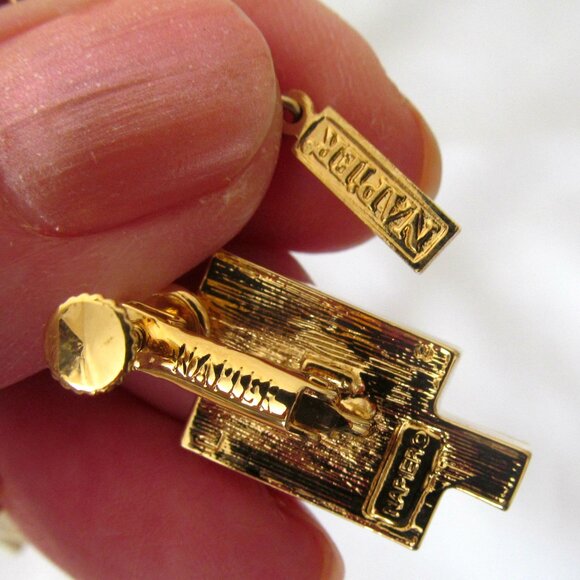 1960–NAPIER VINTAGE ART DECO STYLE NECKLACE & EAR RINGS WITH RED & PINK CRYSTAL - Picture 4 of 4